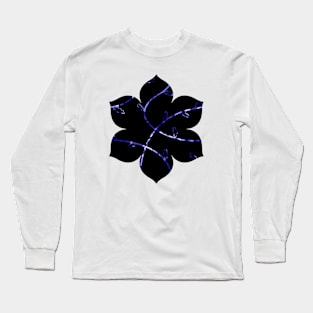 Jagged Leaves, Dark Blue Long Sleeve T-Shirt